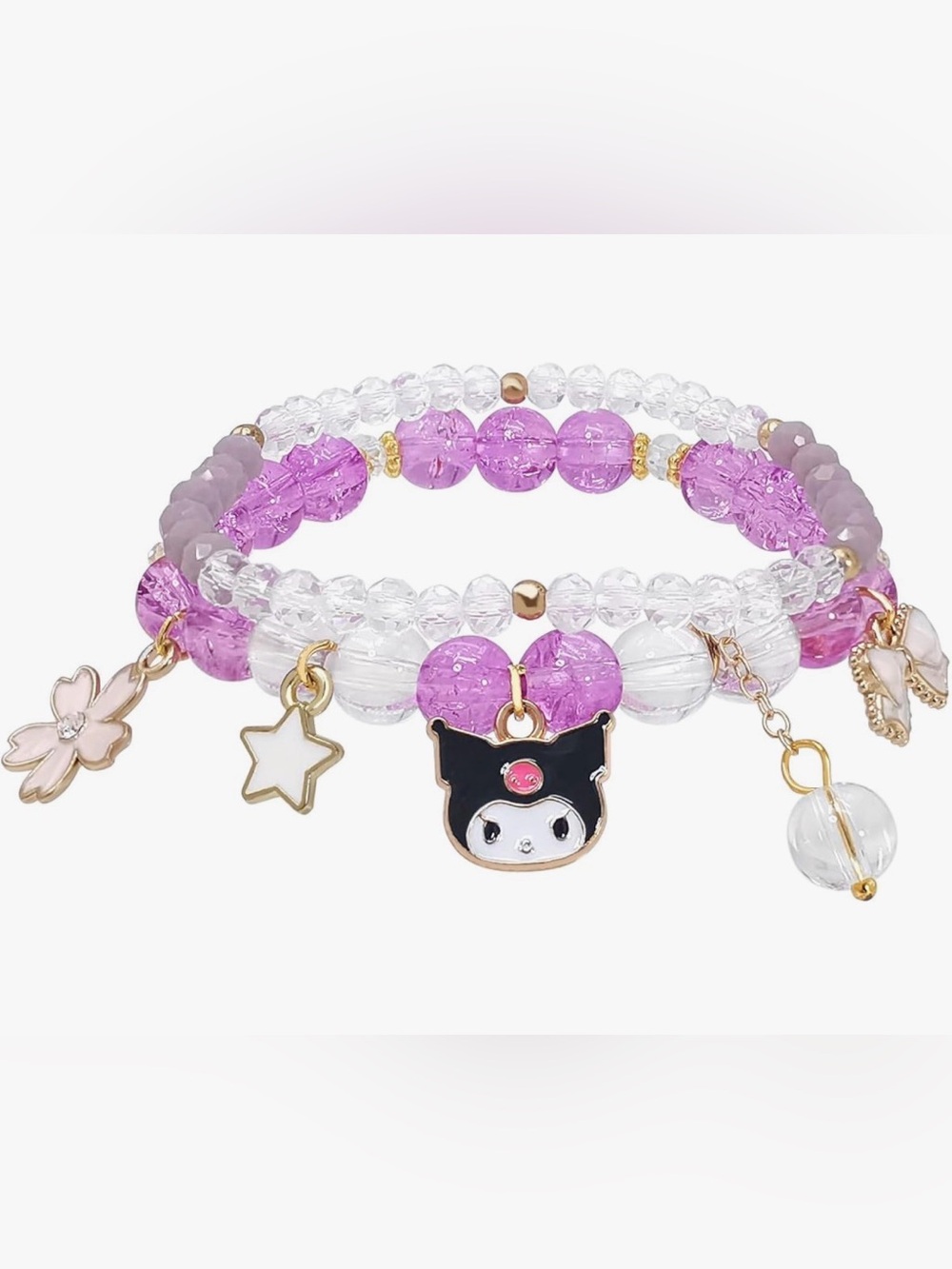 Purple Charm Stretch Bracelet